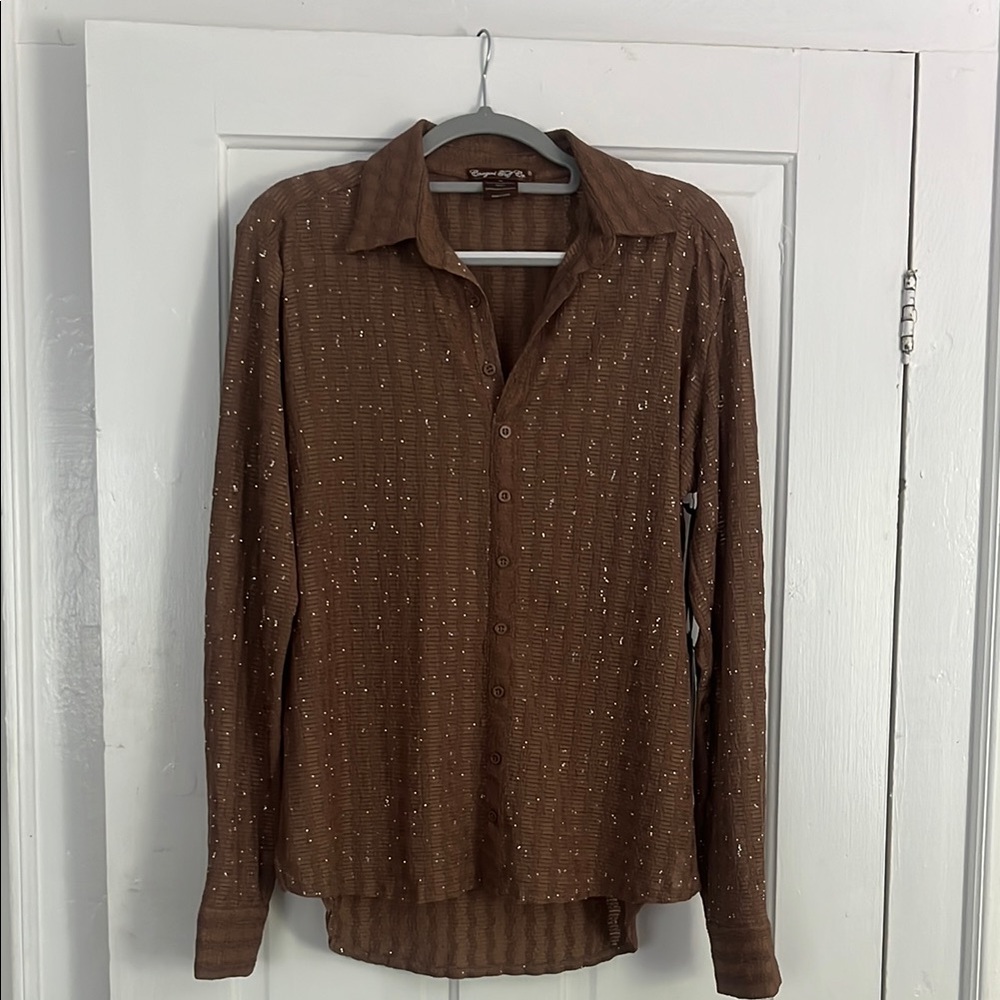 Cowgirl Tuff Sparkly Brown Shirt